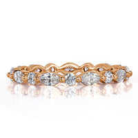 1.00ct Marquise and Round Brilliant Cut Diamond Eternity Band in 18k Rose Gold
