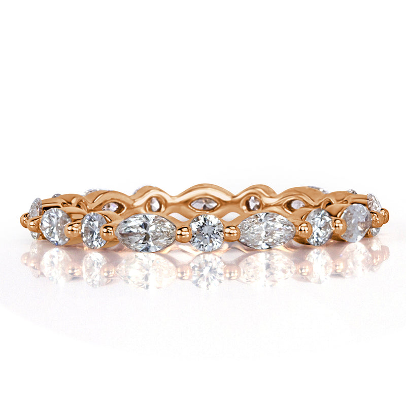 1.00ct Marquise and Round Brilliant Cut Diamond Eternity Band in 18k Rose Gold