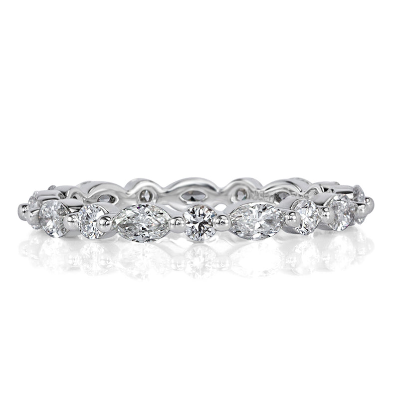 1.00ct Marquise and Round Brilliant Cut Diamond Eternity Band in Platinum