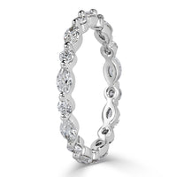 1.00ct Marquise and Round Brilliant Cut Diamond Eternity Band in Platinum