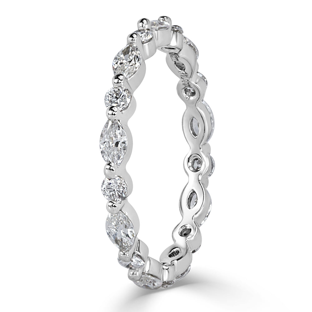 1.00ct Marquise and Round Brilliant Cut Diamond Eternity Band in Platinum