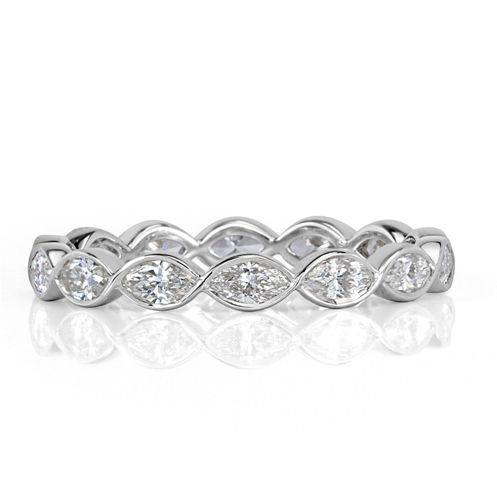 1.05ct Marquise Cut Diamond Bezel Set Eternity Band in 18k White Gold