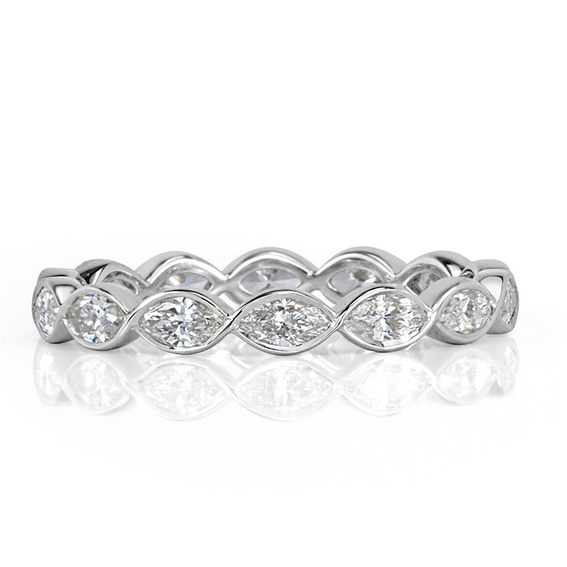 1.05ct Marquise Cut Diamond Bezel Set Eternity Band in 18k White Gold