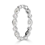 1.00ct Marquise and Round Brilliant Cut Diamond Bezel Set Eternity Band in 18k White Gold