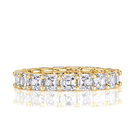 3.65ct Asscher Cut Eternity Band in 18k Yellow Gold