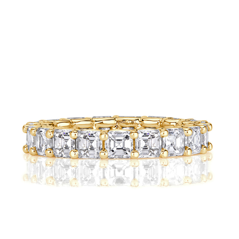 3.65ct Asscher Cut Eternity Band in 18k Yellow Gold