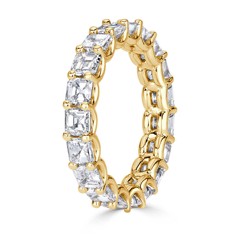 3.65ct Asscher Cut Diamond Eternity Band in 18k Yellow Gold