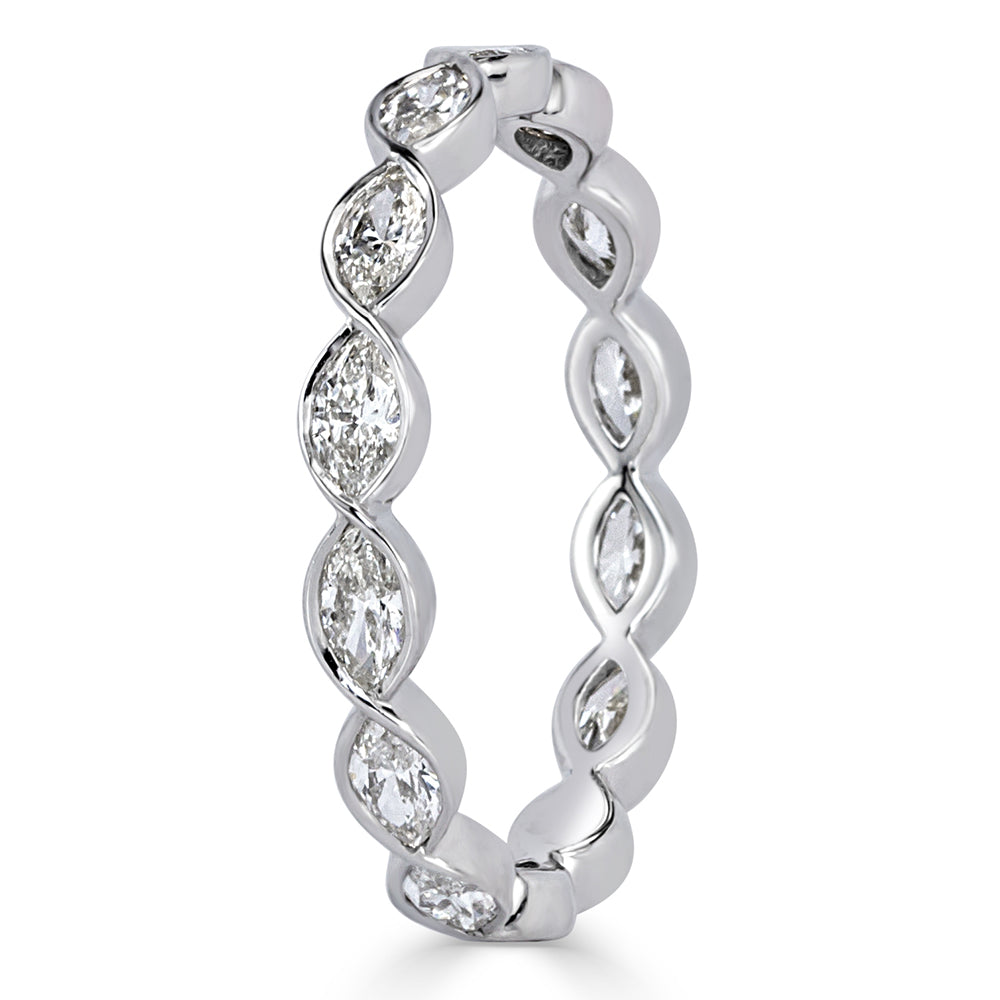 1.05ct Marquise Cut Diamond Bezel Set Eternity Band in Platinum