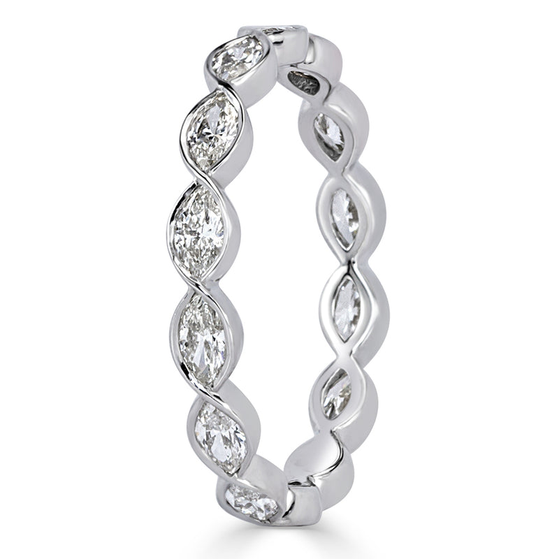 1.05ct Marquise Cut Diamond Bezel Set Eternity Band in Platinum