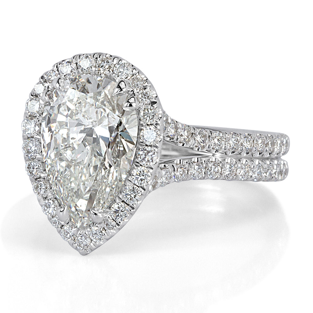 3.06ct Pear Shaped Diamond Engagement Ring