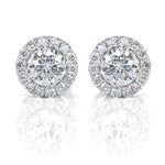 0.70ct Round Brilliant Cut Diamond Halo Earrings in 14k White Gold