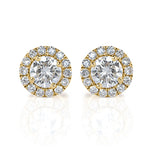 0.70ct Round Brilliant Cut Diamond Halo Earrings in 14k Yellow Gold
