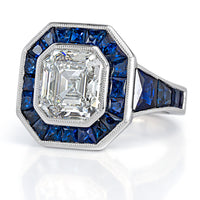 7.40ct Asscher Cut Diamond and Sapphire Engagement Ring