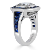 7.40ct Asscher Cut Diamond and Sapphire Engagement Ring