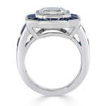 7.40ct Asscher Cut Diamond and Sapphire Engagement Ring