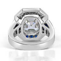 7.40ct Asscher Cut Diamond and Sapphire Engagement Ring