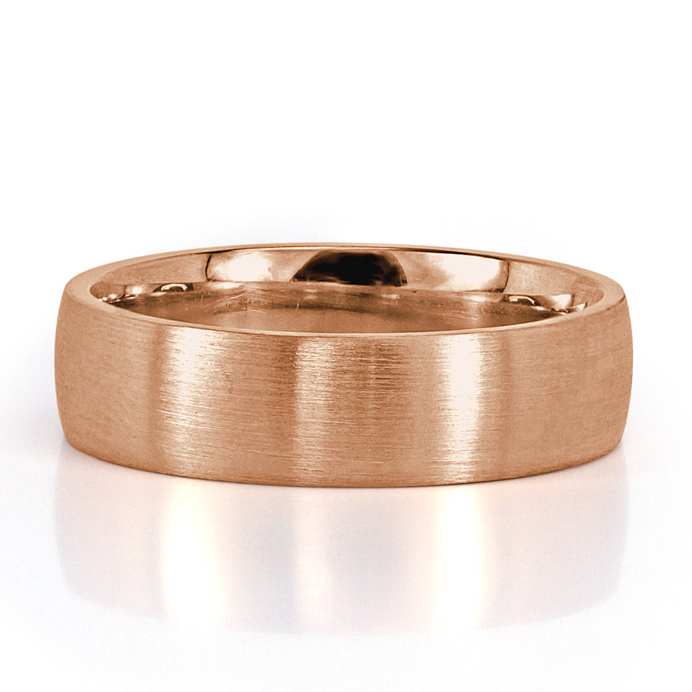 Men's Satin Finish Wedding Band in 18k Rose Gold 6mm