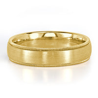 Men's Satin Milgrain Wedding Band in 18k Yellow Gold 5mm