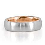 Men's Two-Tone Satin Wedding Band in 14k White and Rose Gold 6mm