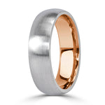 Men's Two-Tone Satin Wedding Band in 14k White and Rose Gold 6mm