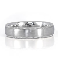 Men's Milgrain Satin Finish Wedding Band in Platinum 5mm