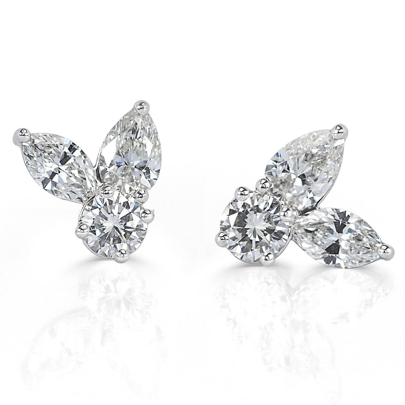 1.90ct Cluster Diamond Earrings in 18k White Gold