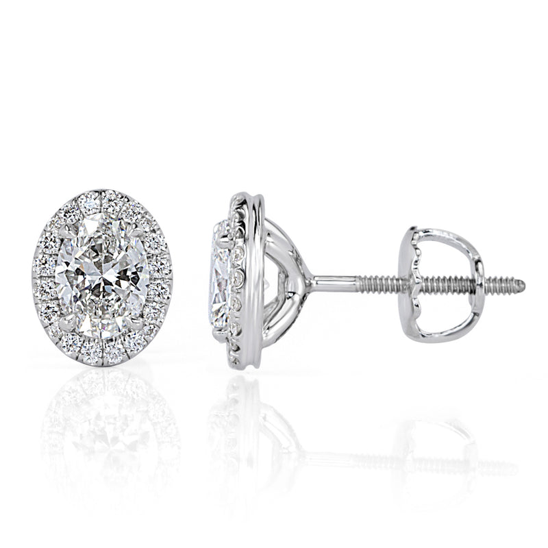 1.20ct Oval Cut Diamond Earrings in 18k White Gold
