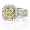 3.08ct Radiant Cut Fancy Yellow Diamond Engagement Ring