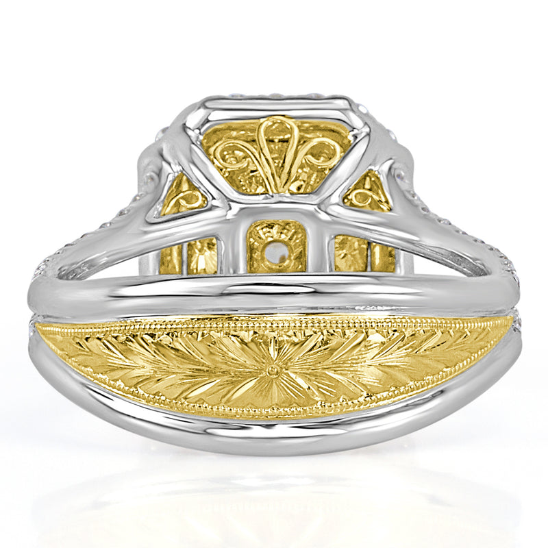 3.08ct Radiant Cut Fancy Yellow Diamond Engagement Ring