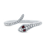 0.22ct Ruby and White Diamond Snake Ring in 14k White Gold