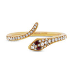 0.22ct Ruby and Diamond Snake Ring in 14k Yellow Gold