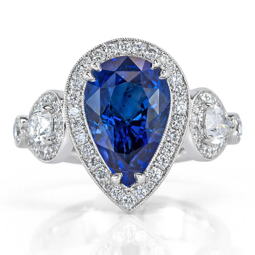 Diamond Shape リング 6.70ct Pear Shaped Sapphire and Diamond Ring – Mark Broumand