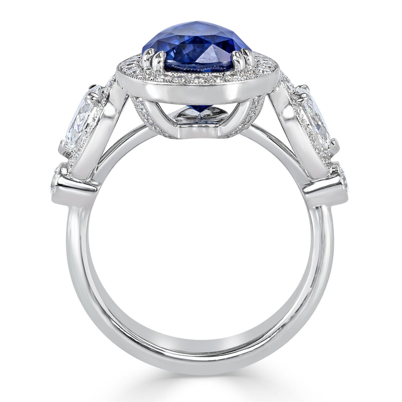 6.70ct Pear Shaped Sapphire and Diamond Ring