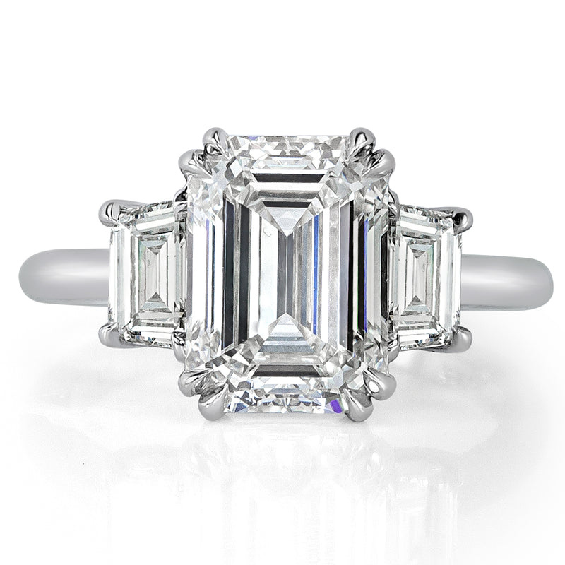 4.23ct Emerald Cut Diamond Three-Stone Engagement Ring