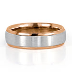 Men's Two-Tone Satin Finished Wedding Band in 14k Rose and White Gold 6.5mm