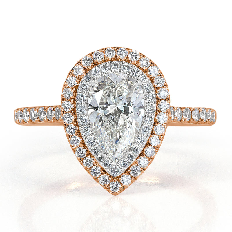 1.61ct Pear Shaped Diamond Engagement Ring in 18k Rose Gold