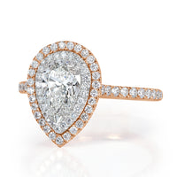 1.61ct Pear Shaped Diamond Engagement Ring in 18k Rose Gold