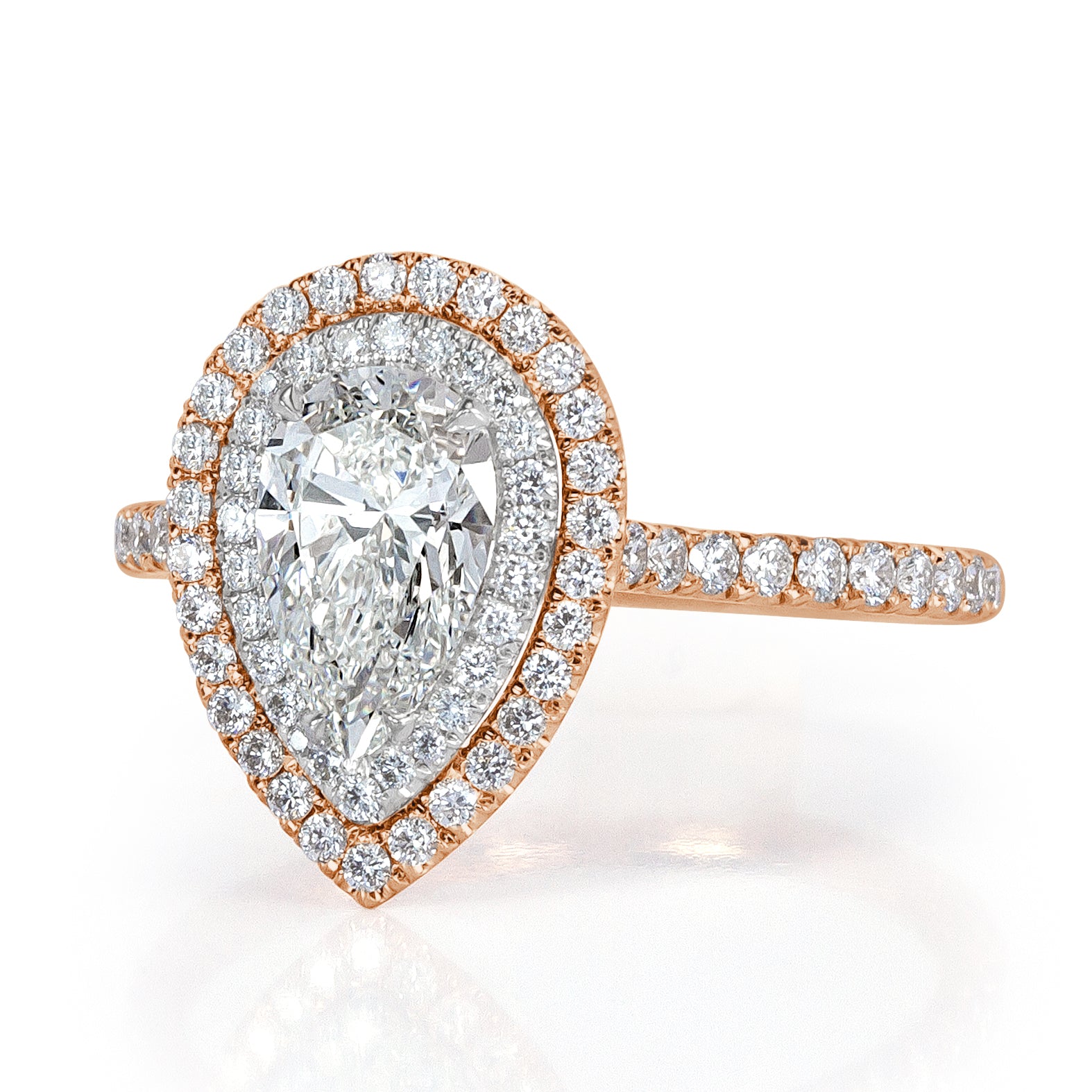 1.61ct Pear Shaped Diamond Engagement Ring in 18k Rose Gold