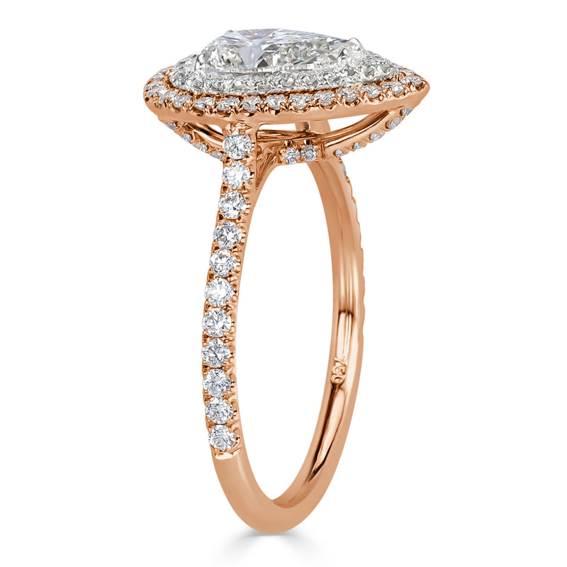 1.61ct Pear Shaped Diamond Engagement Ring in 18k Rose Gold