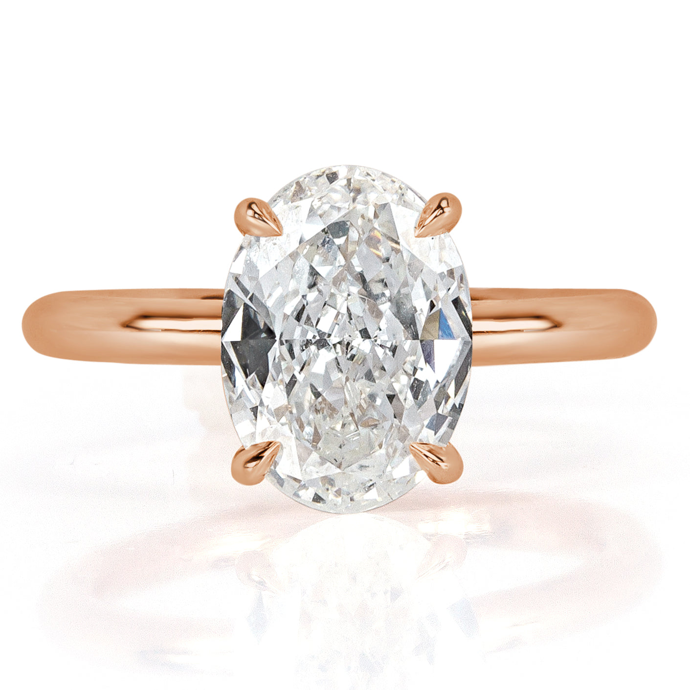 2.51ct Oval Cut Diamond Solitaire Engagement Ring in 18k Rose Gold