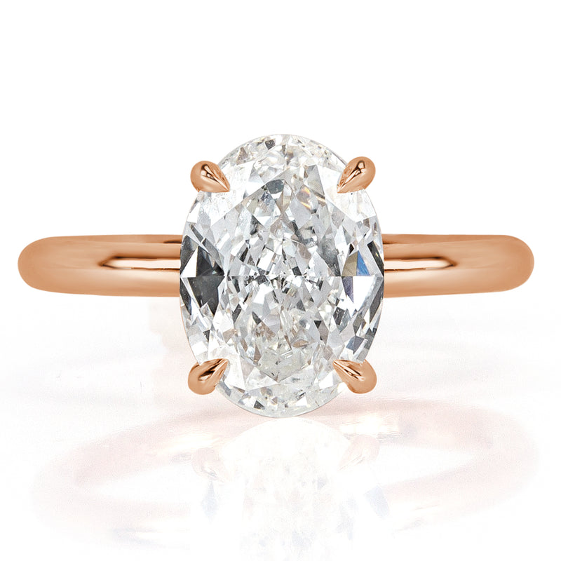 2.51ct Oval Cut Diamond Solitaire Engagement Ring in 18k Rose Gold