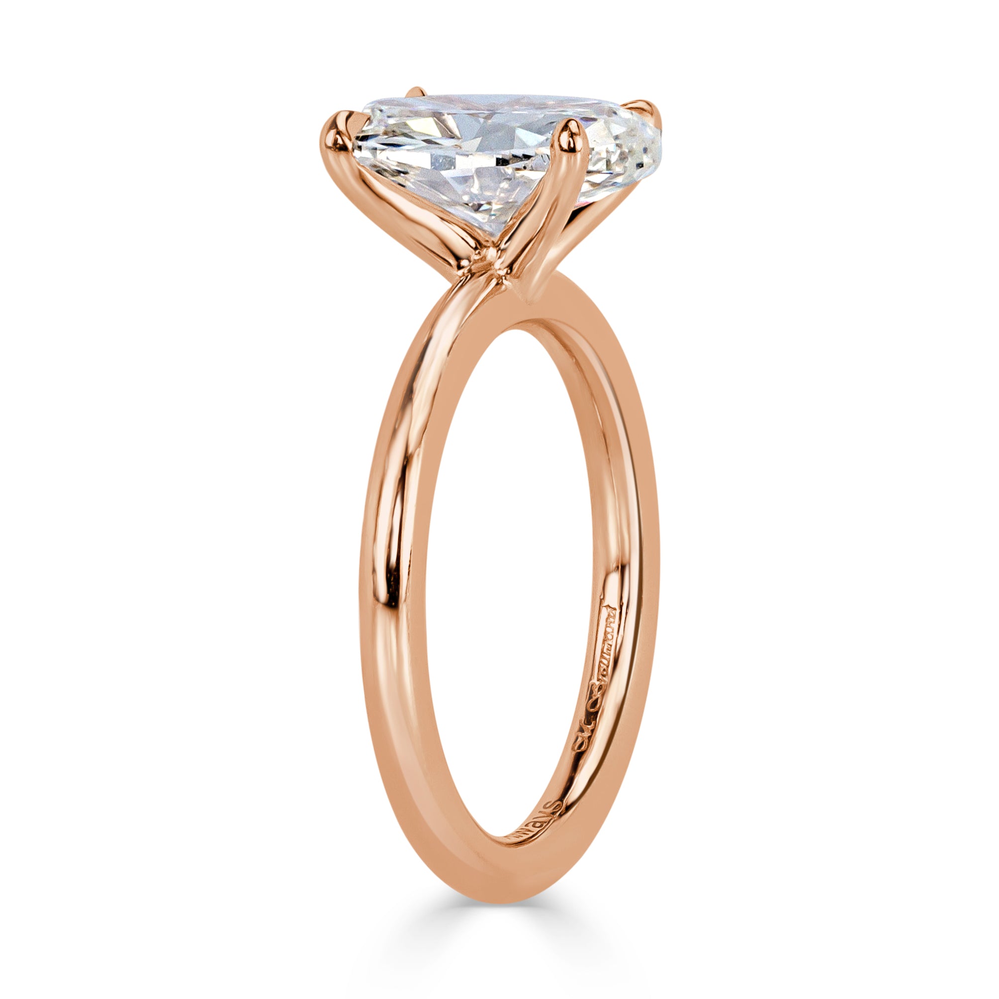 2.51ct Oval Cut Diamond Solitaire Engagement Ring in 18k Rose Gold