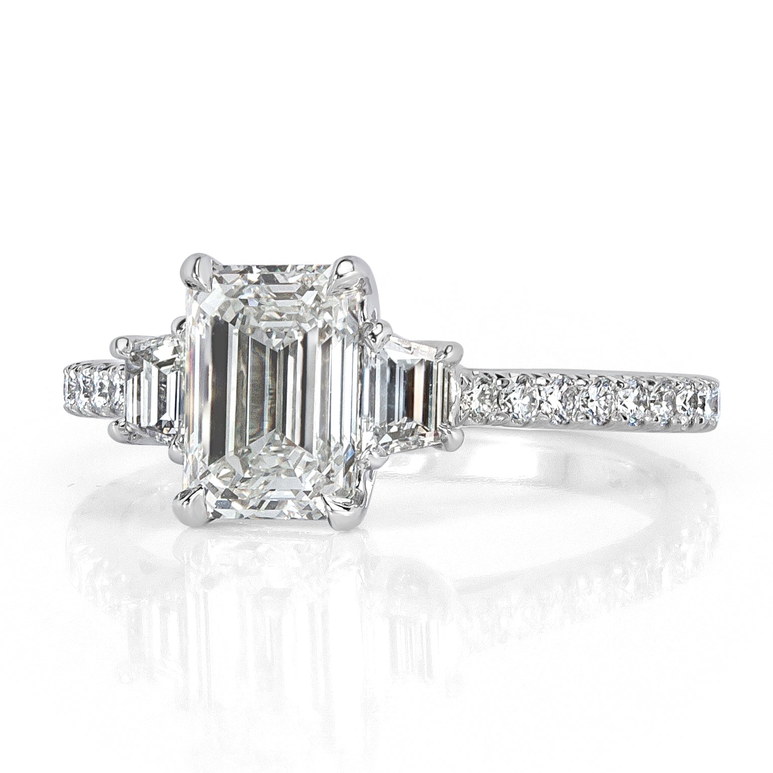2.16ct Emerald Cut Diamond Three-Stone Engagement Ring