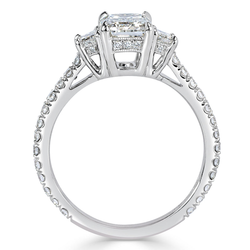 2.16ct Emerald Cut Diamond Three-Stone Engagement Ring