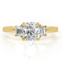 1.88ct Old Mine Cut Diamond Three-Stone Engagement Ring