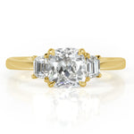 1.88ct Old Mine Cut Diamond Three-Stone Engagement Ring