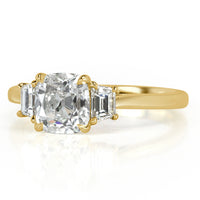 1.88ct Old Mine Cut Diamond Three-Stone Engagement Ring