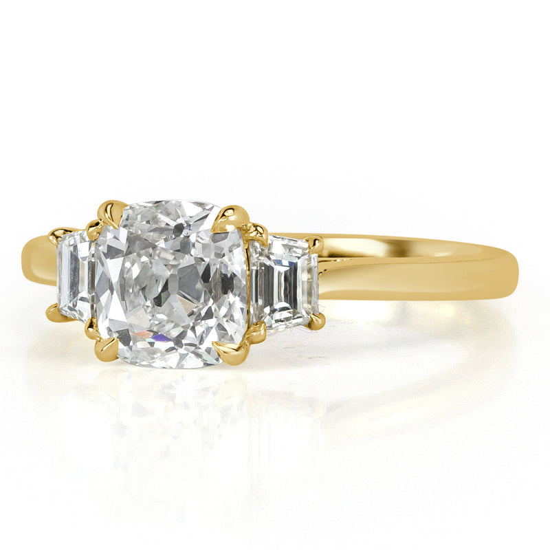 1.88ct Old Mine Cut Diamond Three-Stone Engagement Ring