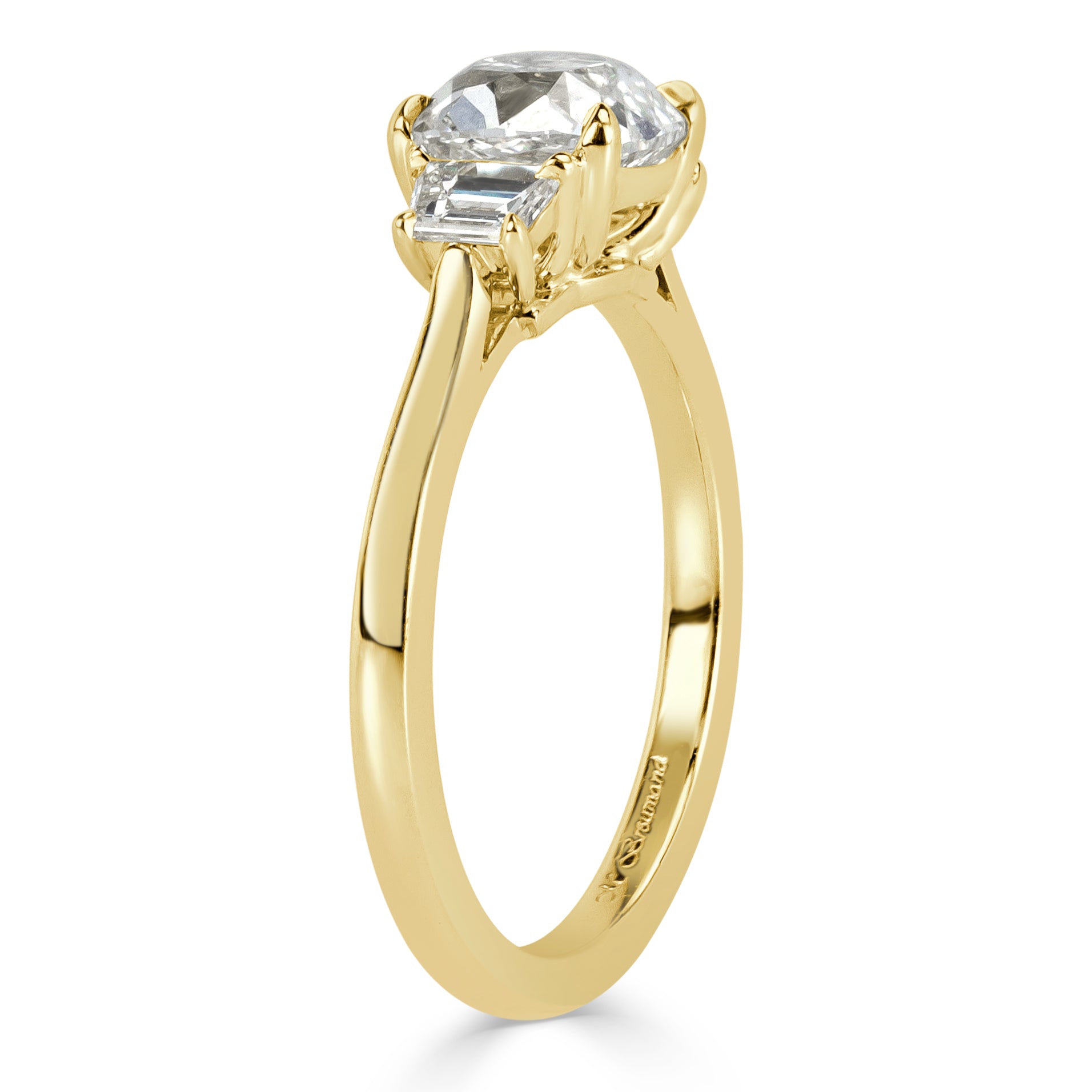 1.88ct Old Mine Cut Diamond Three-Stone Engagement Ring