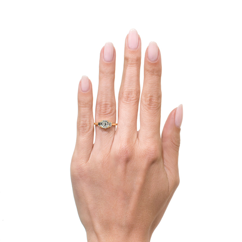 1.88ct Old Mine Cut Diamond Three-Stone Engagement Ring
